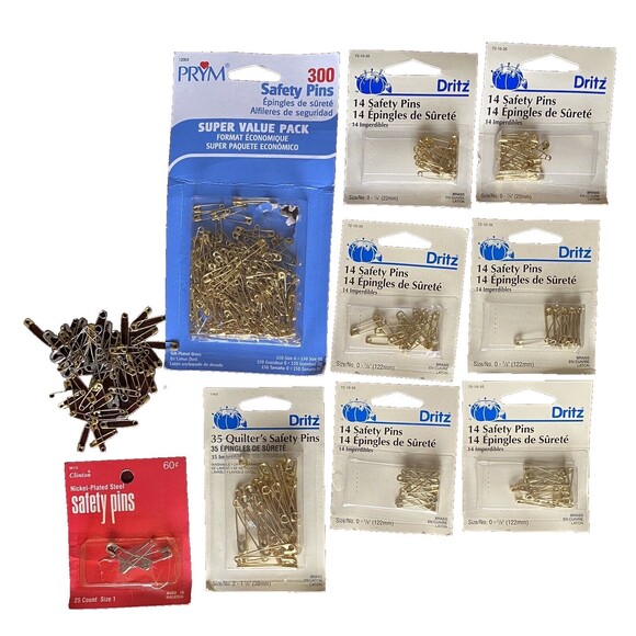 Lot Safety Pins Dritz Prym Clinton Brass Steel Sewing Quilting - Picture 1 of 5